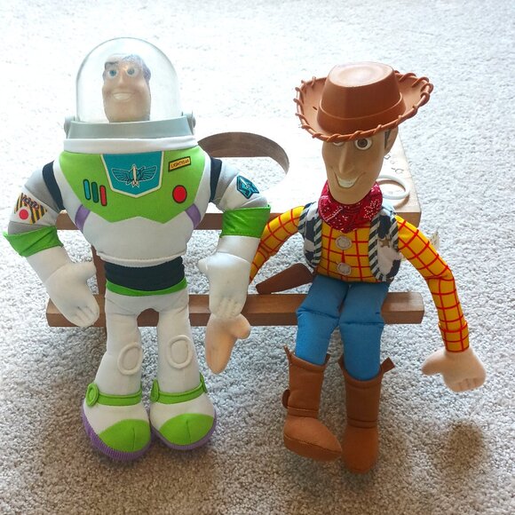 Disney Pixar Mattel Buzz Lightyear & Sheriff Woody Plush toy with Vi Head 14" - Picture 1 of 5